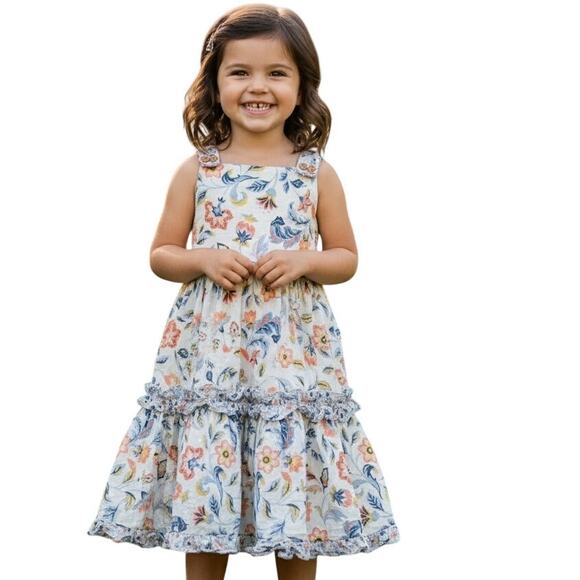 Tahari Other - Tahari Floral Tiered Sleeveless Dress Girls Size 4 Years Ruffled Boho Party